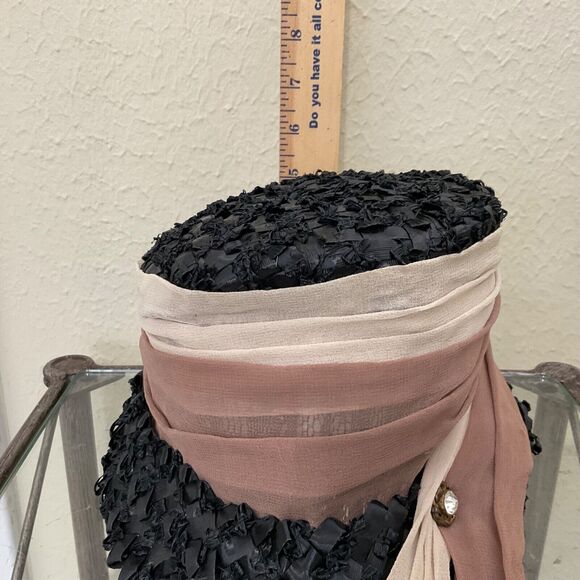 Valerie Modes Bucket Hat women’s OSFM woven straw ribbon Jewel detail rhinestone - Picture 6 of 11